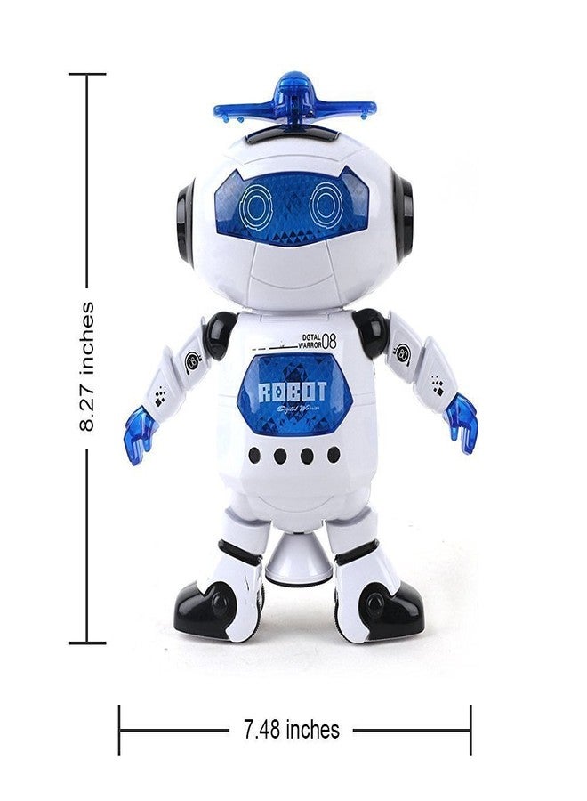 روبوت AMRG الراقص الدوار 360 درجة للأطفال - أضواء ثلاثية الأبعاد متعددة الألوان مع موسيقى | لعبة روبوت تفاعلية مع خاصية الاصطدام والانطلاق | لعبة روبوت بلاستيكية بيضاء للأطفال الصغار - Image 3